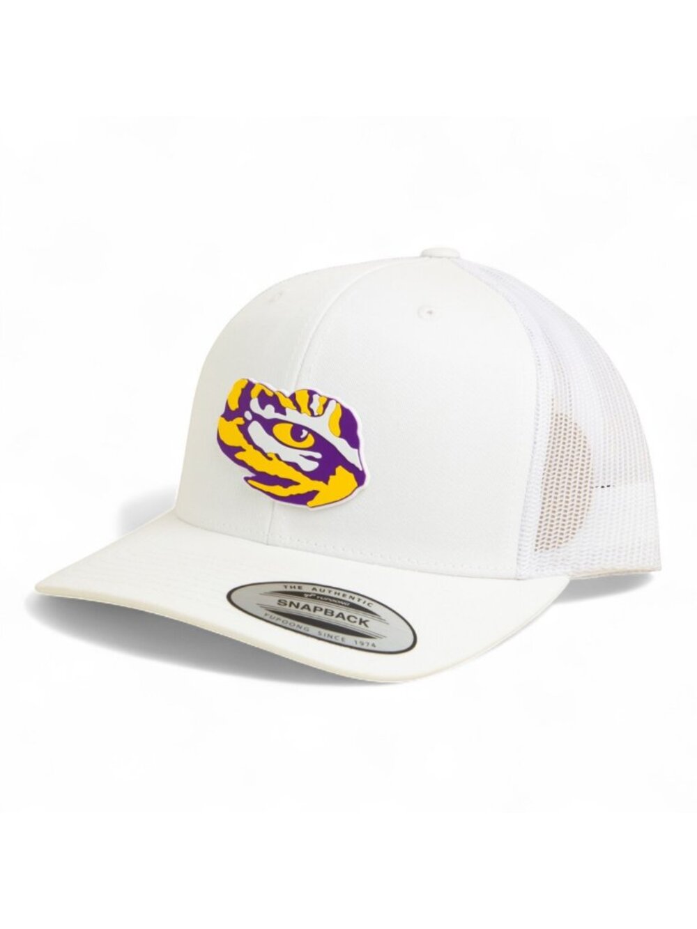 LSU Tiger Eye YP Classic Snapback Trucker Hat- White
